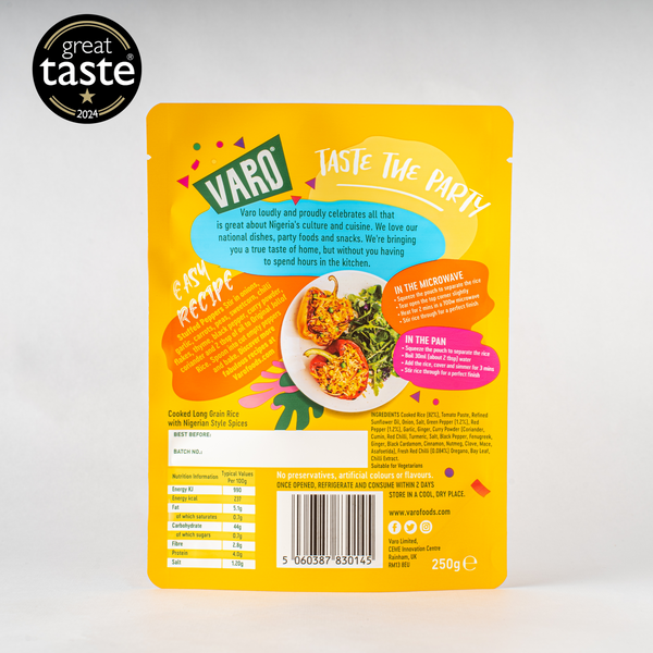 Award-Winning Mild Jollof Rice – 6 x 250g Packs, Ready in 2 Minutes