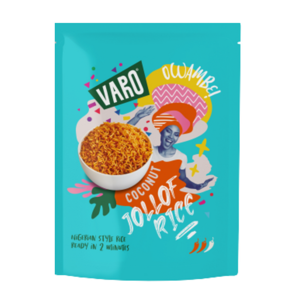 Jollof Rice Pack of 6 – Jollof Coconut Rice – Microwave Rice Ready in 2 Minutes – 6 x 250g Packs of Coconut Rice by Varo