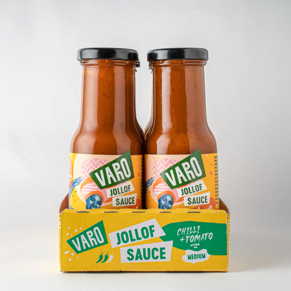 Varo Jollof Sauce – Chilli and Tomato Medium Sauce – Case of 8 Bottles-220g