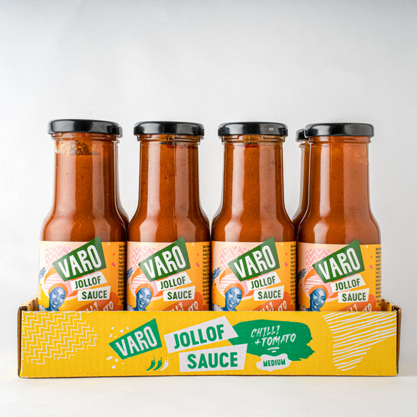 Varo Jollof Sauce – Chilli and Tomato Medium Sauce – Case of 8 Bottles-220g