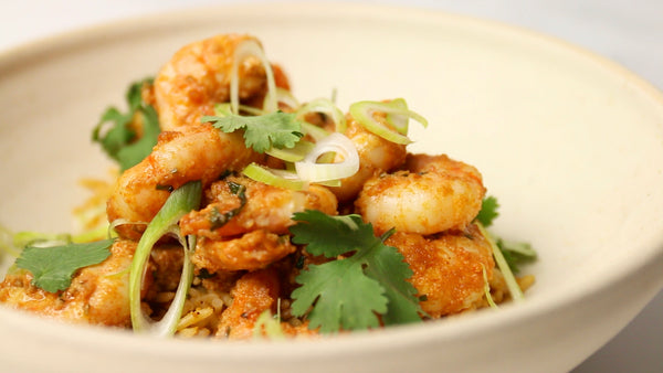 Varo Jollof Rice with Marinated Prawns