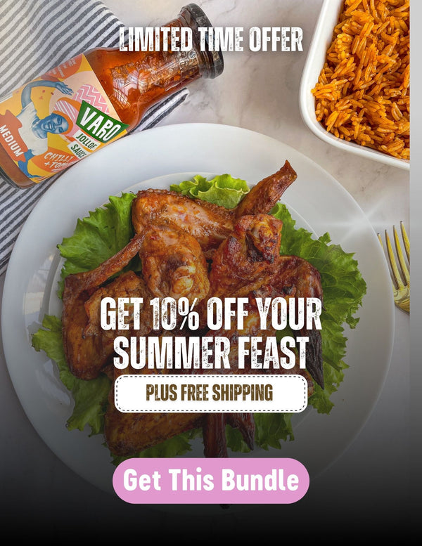 No-Stress Summer Feast Bundle – 18 Jollof Pouches + 3 Sauces!
