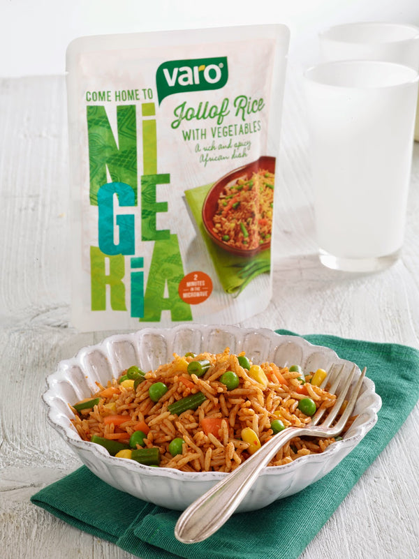 Jollof Rice Pack of 6 – Jollof Vegetable Rice – Microwave Rice Ready in 2 Minutes – 6 x 250g Packs of Mild Veg Rice by Varo