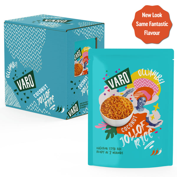 Jollof Rice Pack of 6 – Jollof Coconut Rice – Microwave Rice Ready in 2 Minutes – 6 x 250g Packs of Coconut Rice by Varo